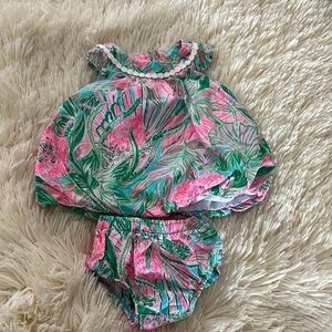 Lilly Pulitzer Pink and Green Baby Dress